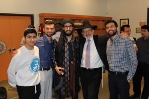 Rabbi and the youth at Purim Kids partyin thornhill