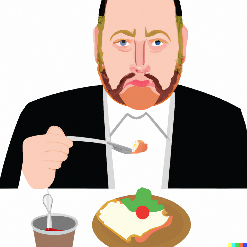 Illustration of eating a festive meal according to halacha