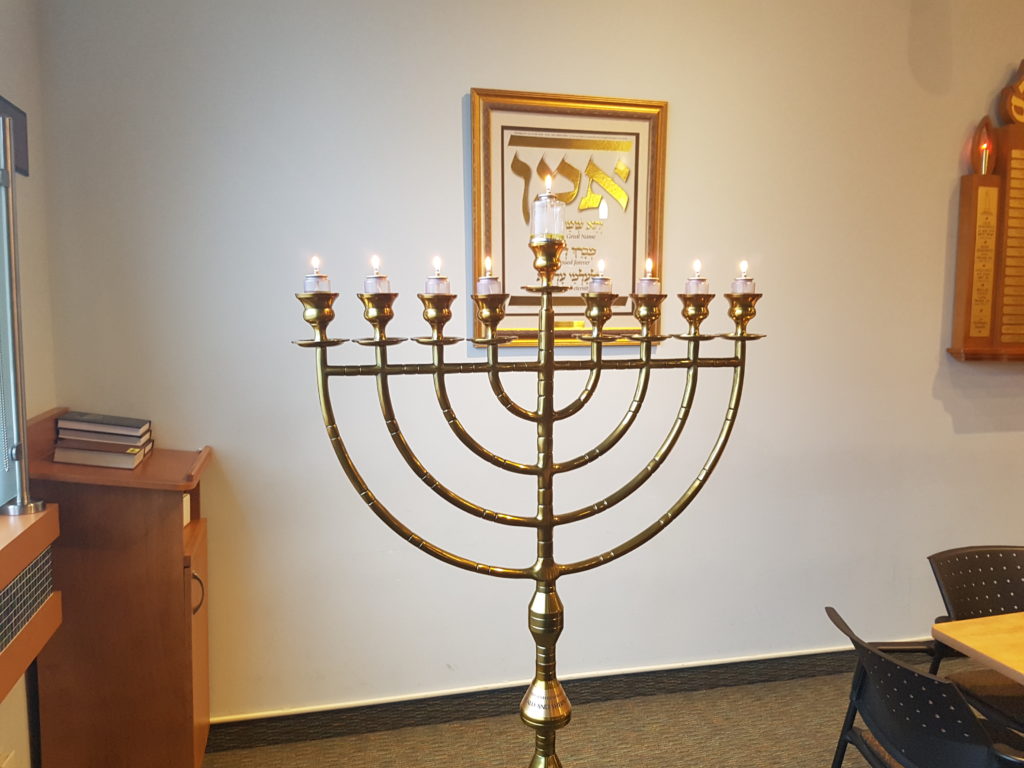 tall Menorah at Westmount orthodox synagogue thornhill